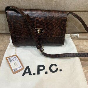 A.P.C. Greenwich Shoulder Bag Brown Leather Python